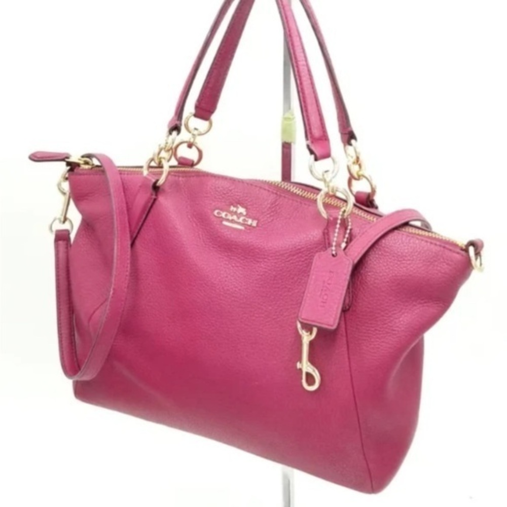 NEW COACH Authentic Kelsey Ruby Pink Pebbled Leather Bag - Picture 2 of 5